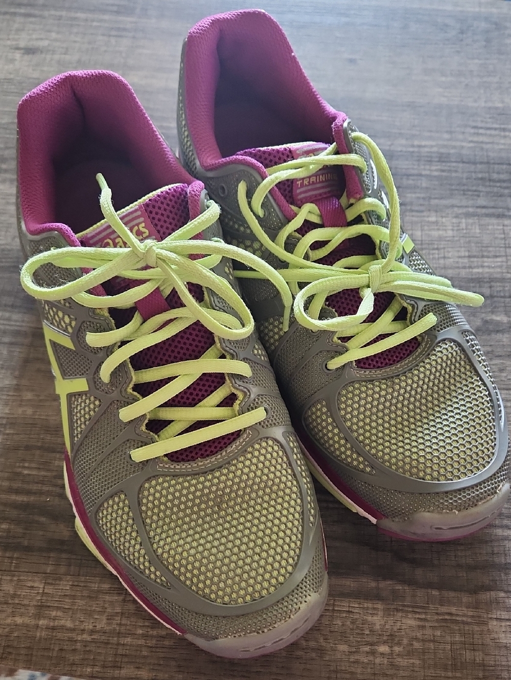 ASICS Women's Gray, Pink & Lime Training Sneakers